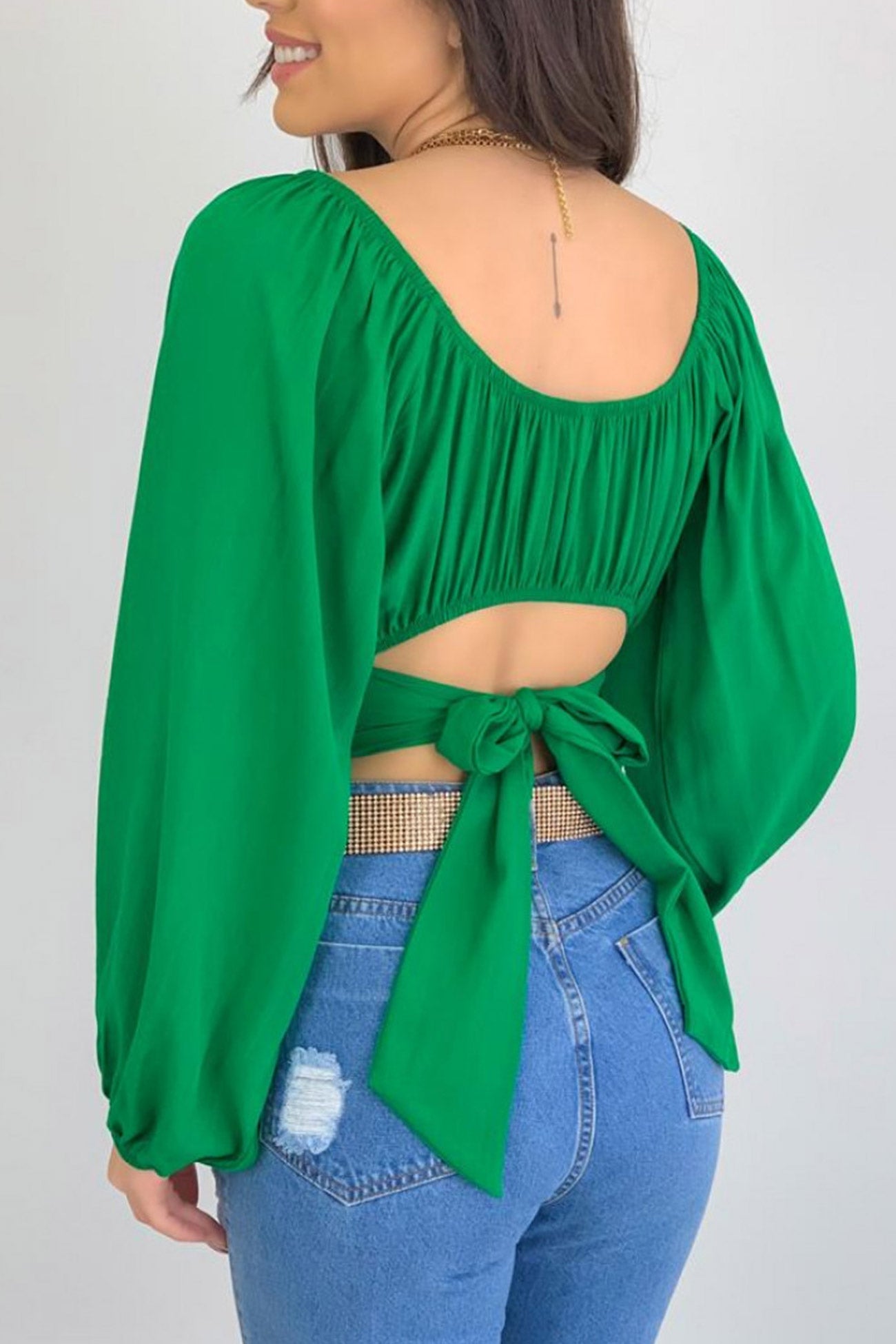 Off Shoulder Puff Sleeve Crop Top