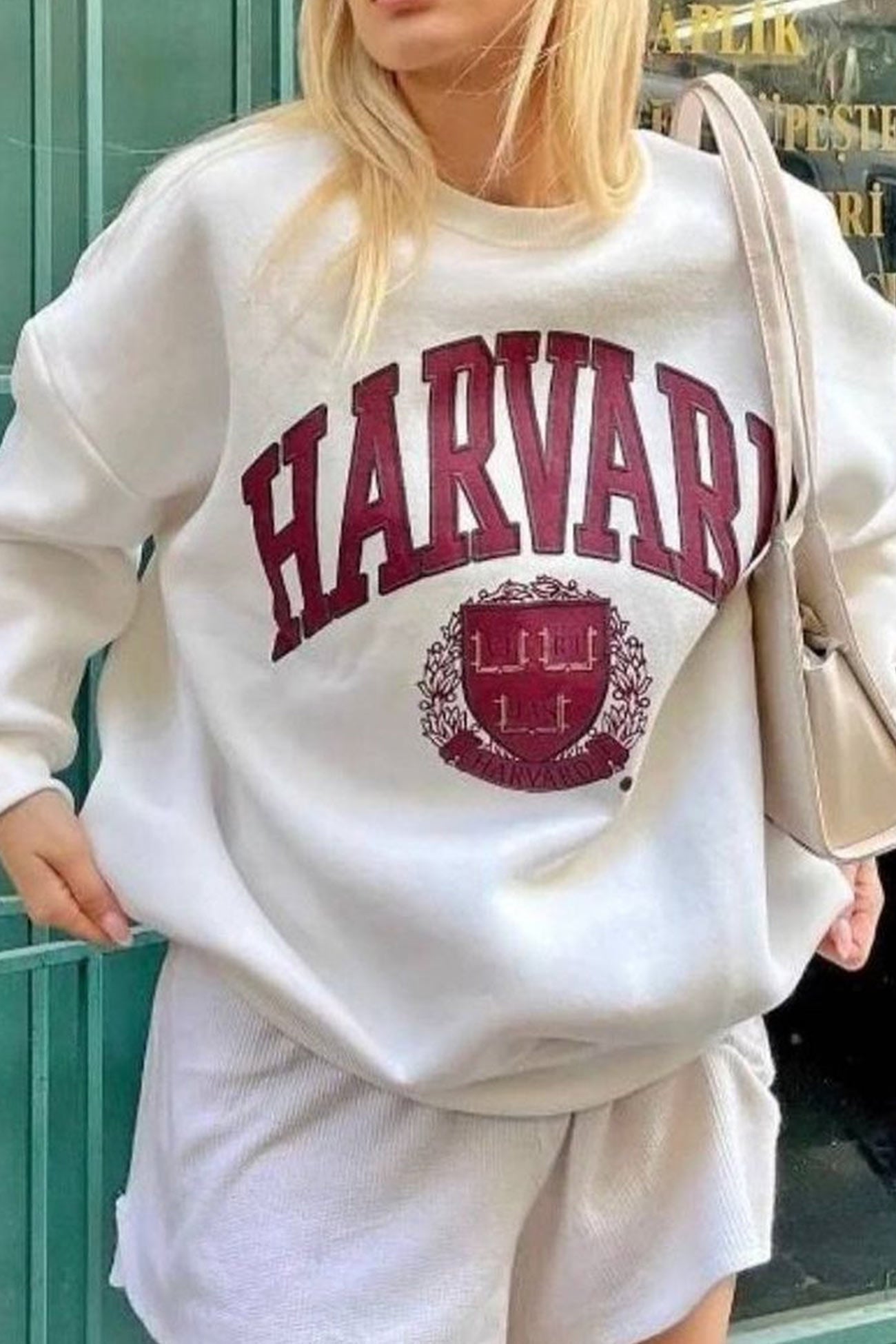 Printed Crew Neck Long Sleeve Sweatshirt