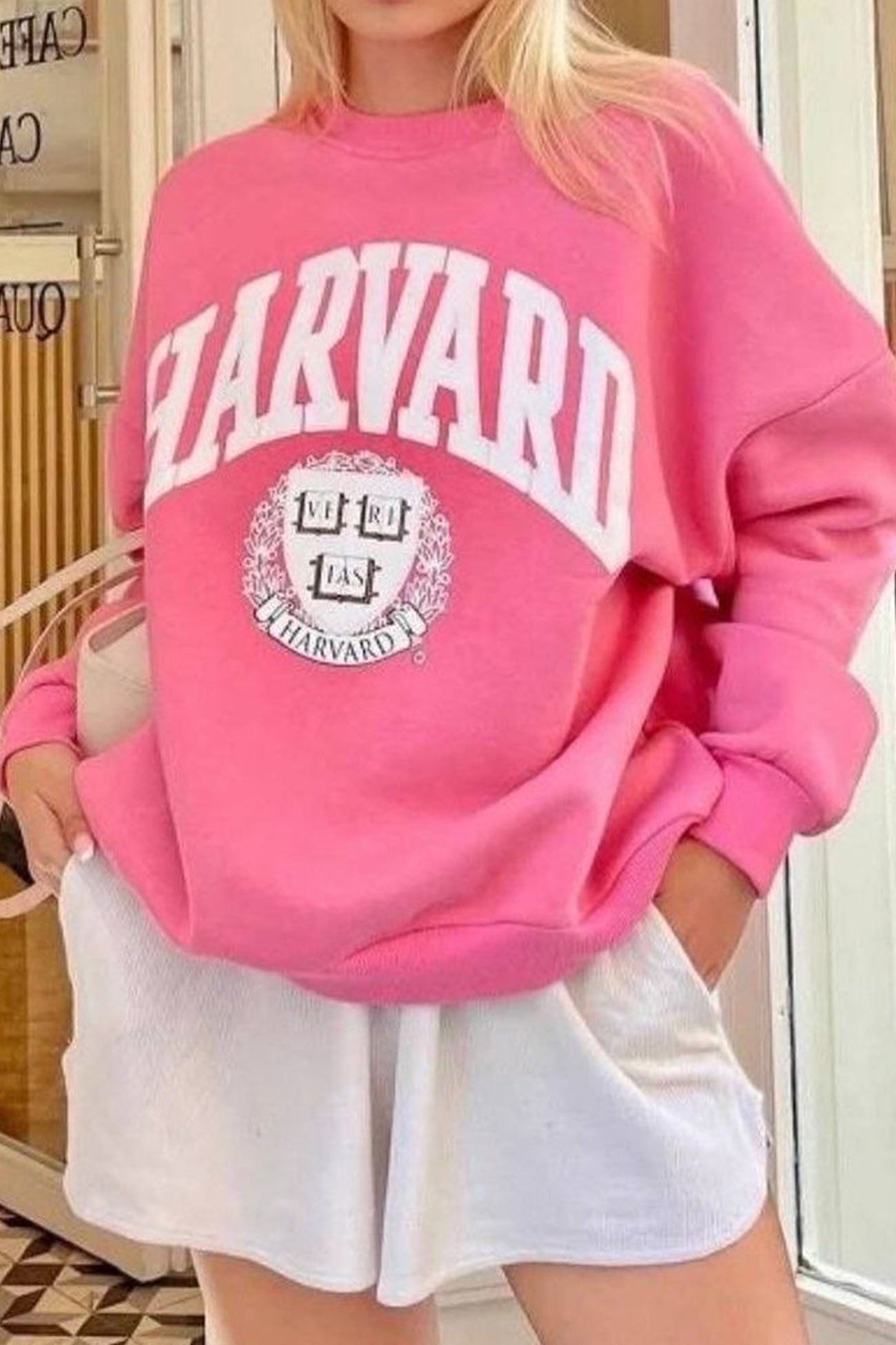 Printed Crew Neck Long Sleeve Sweatshirt