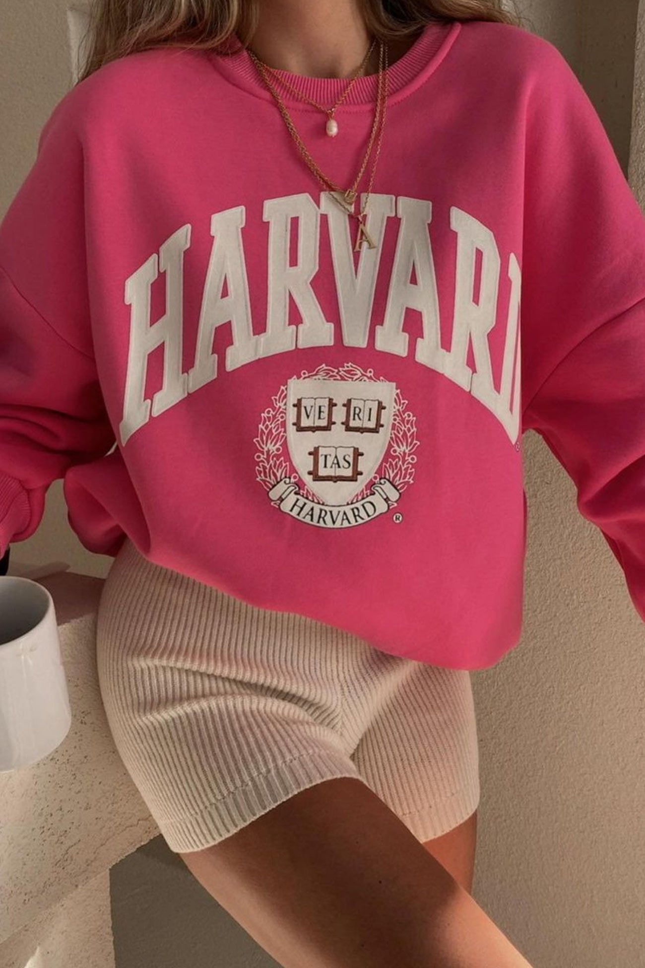 Printed Crew Neck Long Sleeve Sweatshirt