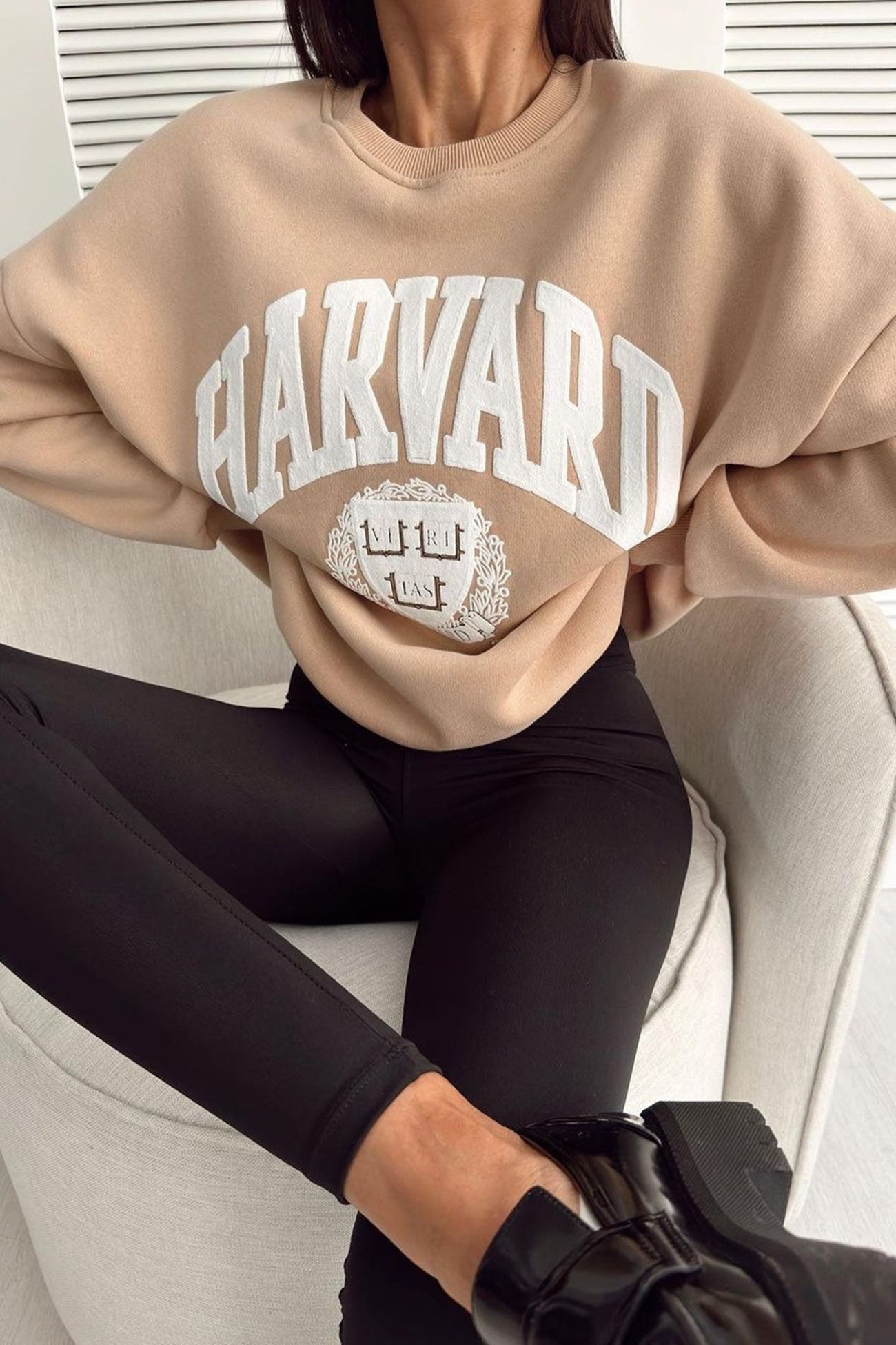 Printed Crew Neck Long Sleeve Sweatshirt