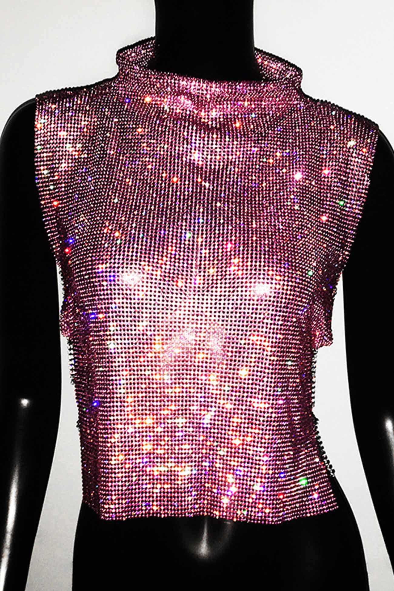 Rhinestone Mock Neck Tank Top