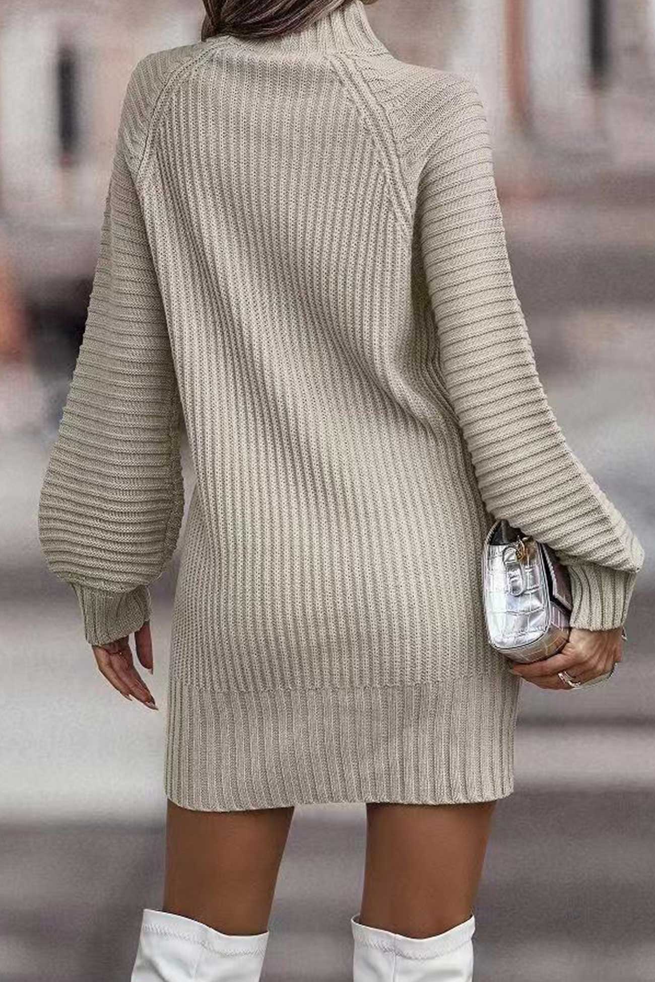 Turtleneck Solid Sweater Dress