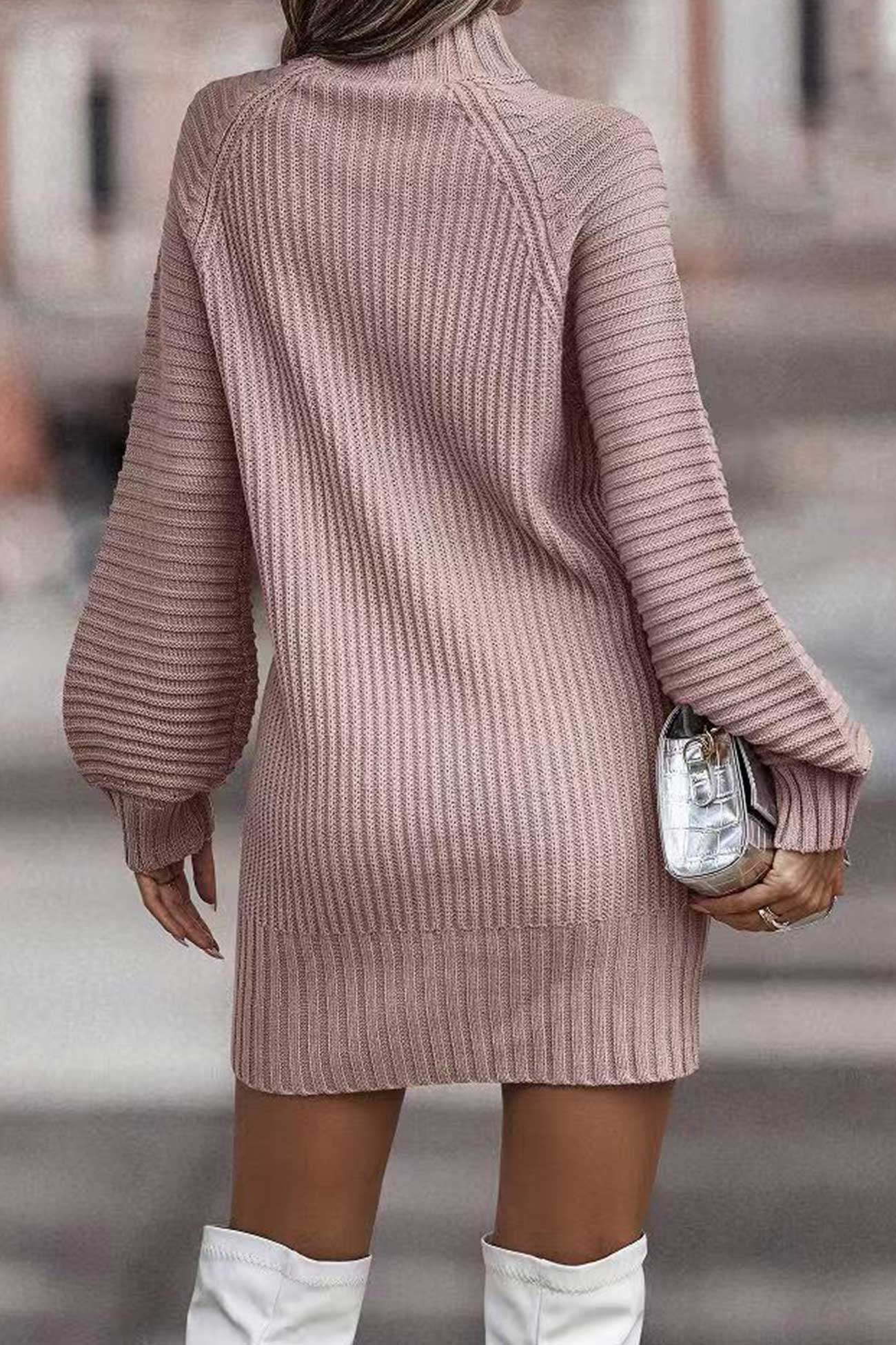 Turtleneck Solid Sweater Dress