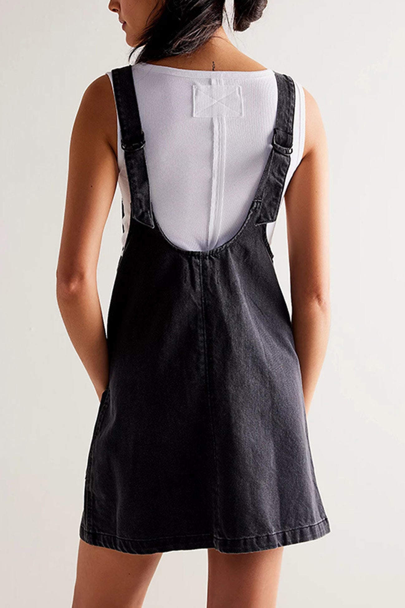 V Neck Backless Tank Denim Dress