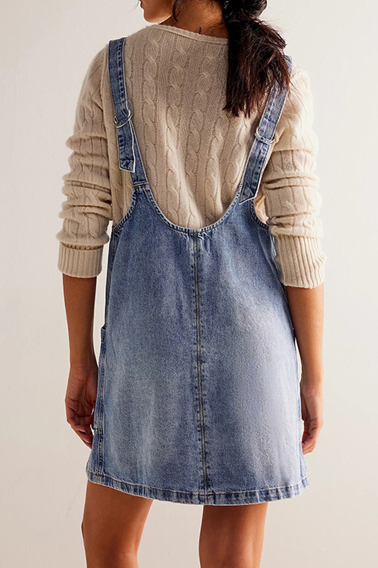 V Neck Backless Tank Denim Dress