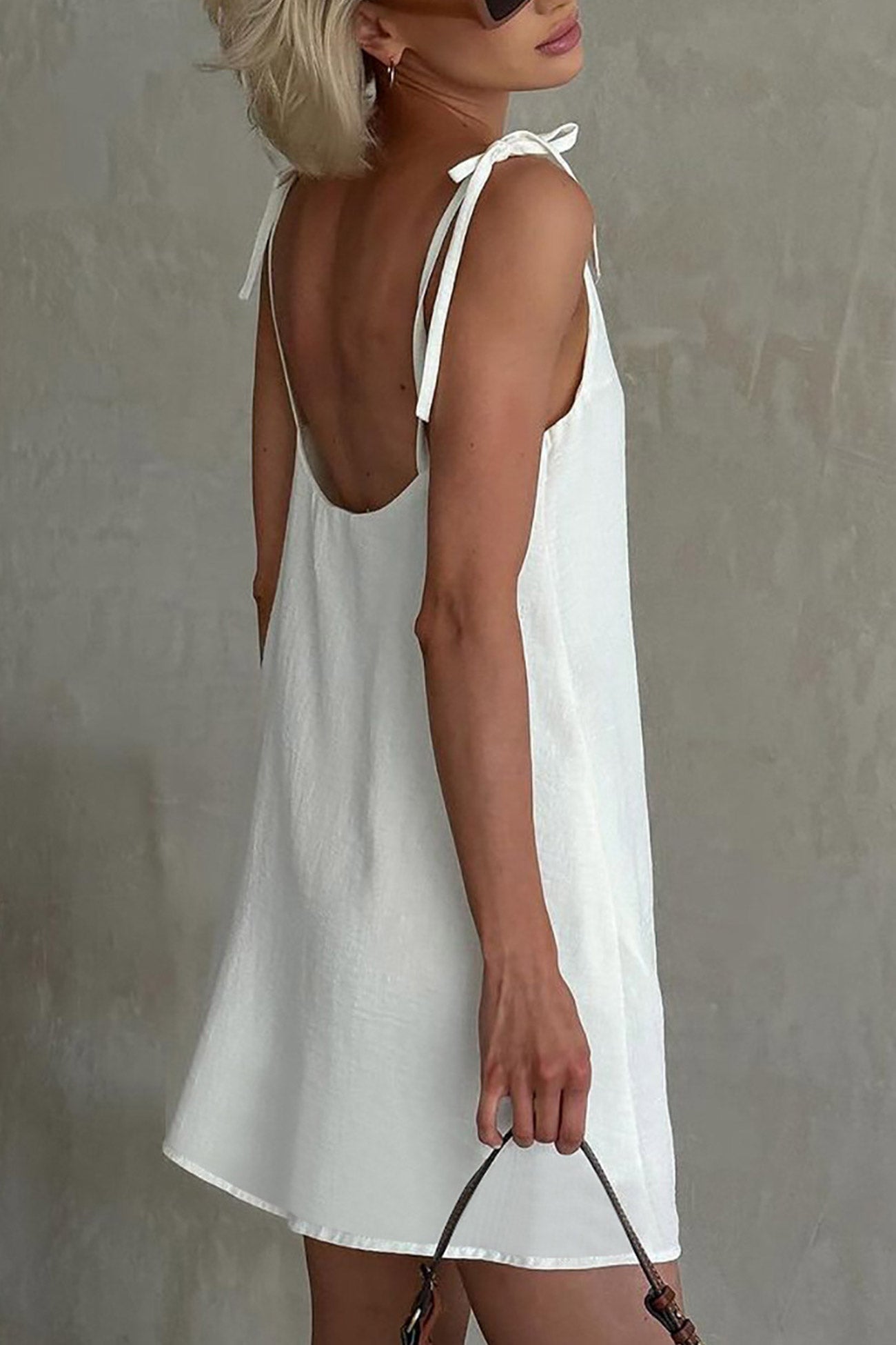 V Neck Tie-straps Backless Cami Dress