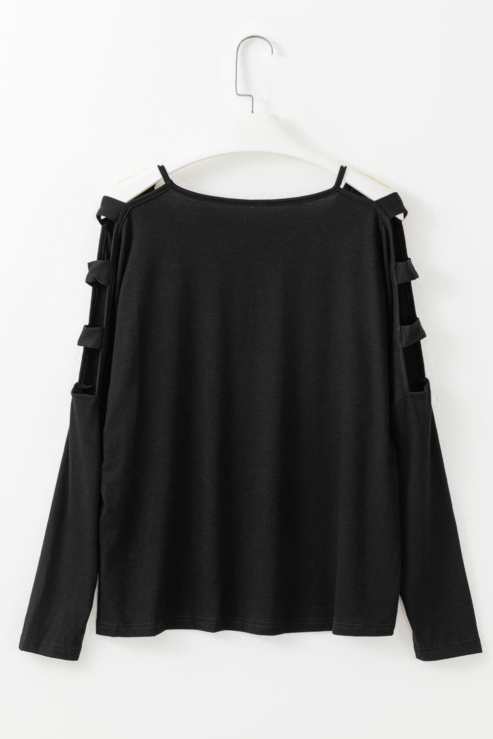 Black Cold Shoulder Cut out Long Sleeve Top