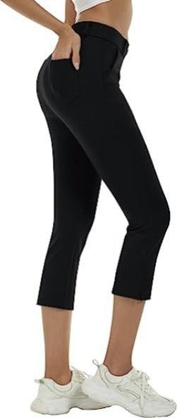 Women's Golf Capri Pants Stretch Slim Business Casual Pants Straight Leg Yoga Dress Pants