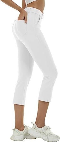 Women's Golf Capri Pants Stretch Slim Business Casual Pants Straight Leg Yoga Dress Pants